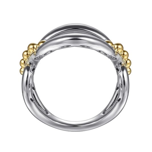 925 Sterling Silver and 14K Yellow Gold Bujukan Link Ring