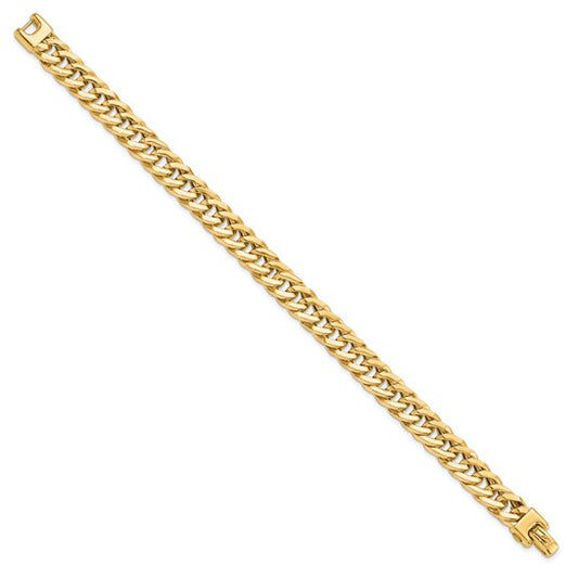 14K Yellow Gold 9mm Fancy Curb Men's Bracelet 8"