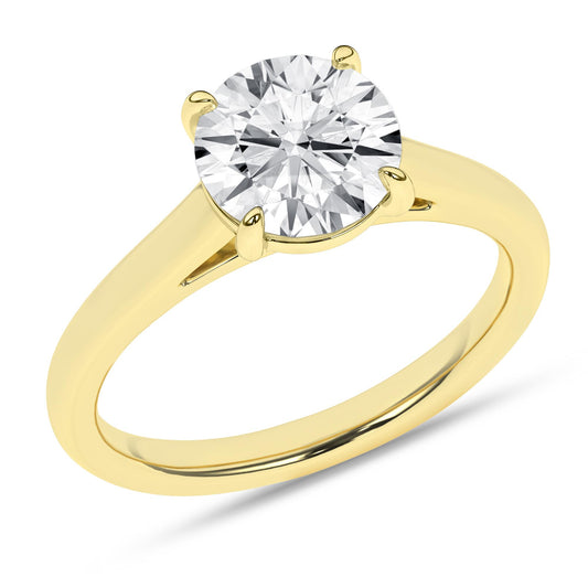 14K Yellow Gold Lab Grown 2.01CT Round Diamond Engagement Ring