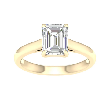 14K Yellow Gold Lab Grown 2.08ct Emerald Diamond Solitaire Engagement Ring
