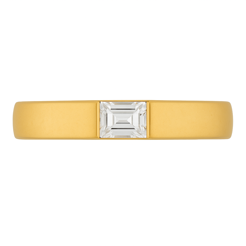 Platnium and 14K Yellow Gold Diamond Baguette Band