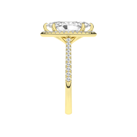 14K Yellow Gold Lab Grown 2.38CTW Marquise Halo Engagement Ring