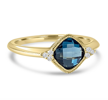 14K Yellow Gold Bezel Set London Blue Topaz Ring