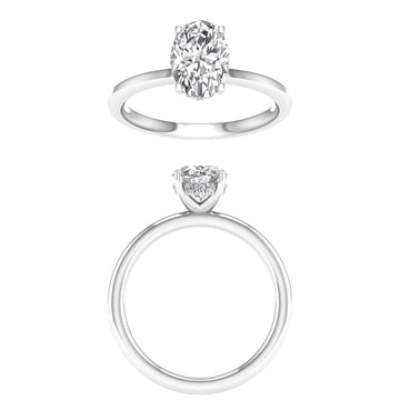 14K White Gold Lab Grown 3.15ctw Oval Diamond Hidden Halo Engagement Ring