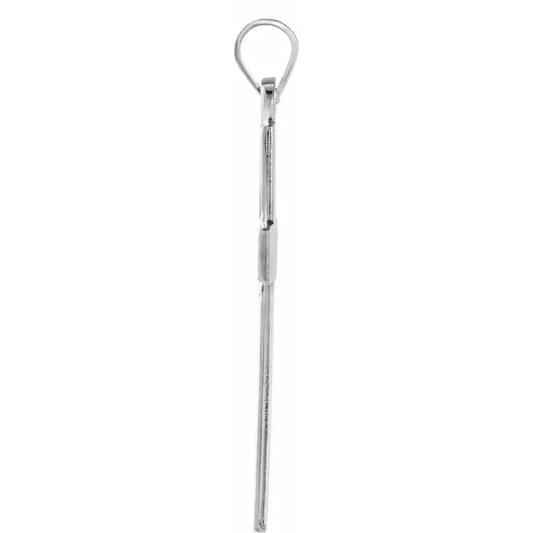 14K White Gold Carved Cross Pendant