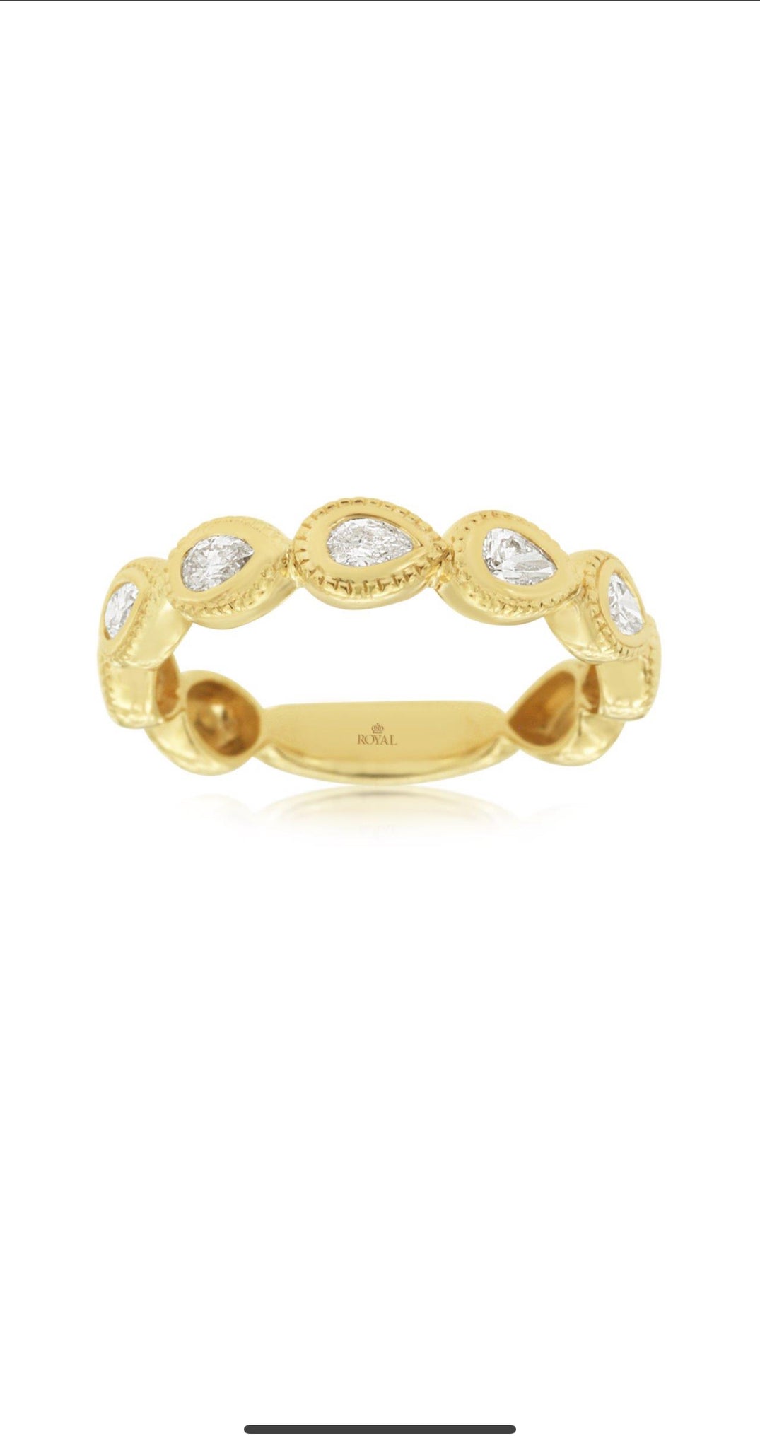 14K Yellow Gold 5 Stone Pear Diamond Band