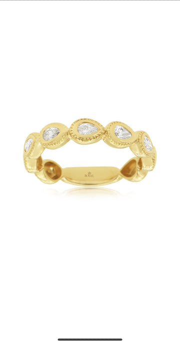14K Yellow Gold 5 Stone Pear Diamond Band