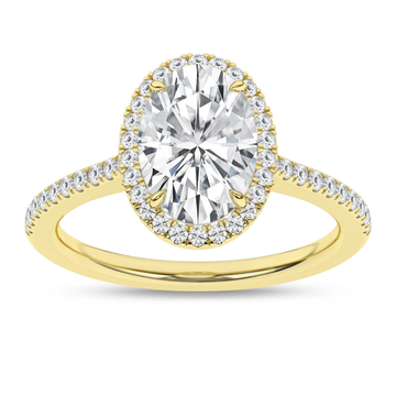 14K Yellow Gold Lab Grown 2.29ctw Oval Diamond Halo Engagement Ring