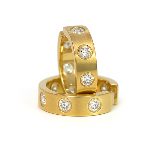 14K Yellow Gold 20MM Inlay Diamond Hoops