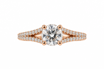 14K Rose Gold Round Diamond Semi-Mount Engagement Ring
