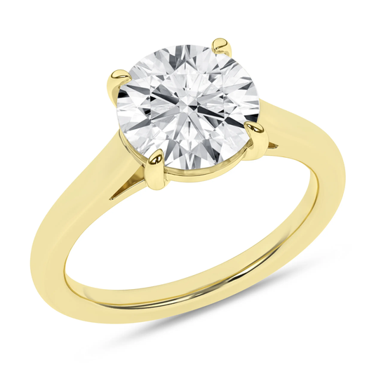 14K Yellow Gold Lab Grown 3.0ct Round Brilliant Cut Solitaire Engagement Ring