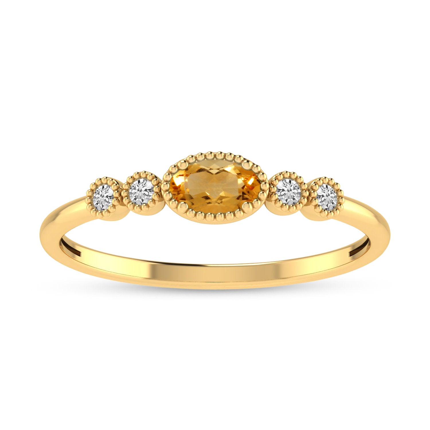 14K Yellow Gold Citrine and Diamond Ring