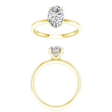 14K Gold Lab Grown Oval Diamond Hidden Halo Engagement Ring