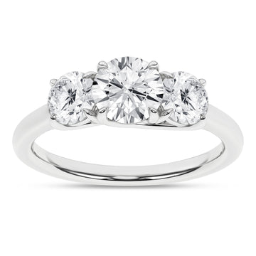 14K White Gold Lab Grown 2.0ctw Round Three Stone Engagement Ring