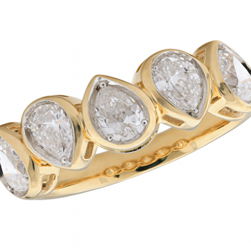 14K Yellow Gold 1ctw Bezel Set Pear Diamond Band