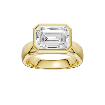 14K Yellow Gold Lab Grown Emerald Diamond East-West Bezel Engagement Ring