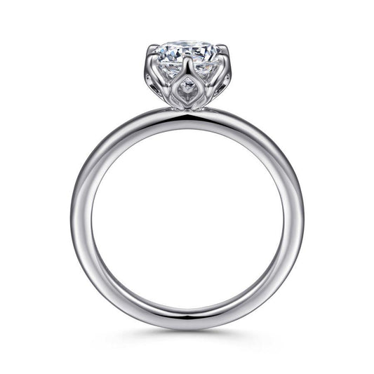 14K White Gold Round Solitaire Engagement Ring