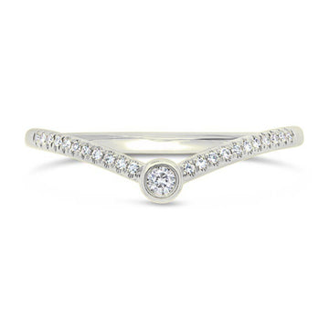 14k White Gold Diamond V Band