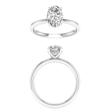 14K White Gold Lab Grown 2.17ctw Oval Diamond Hidden Halo Engagement Ring