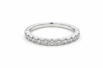 14K White Gold Diamond 13 Stone Bezel Set Band