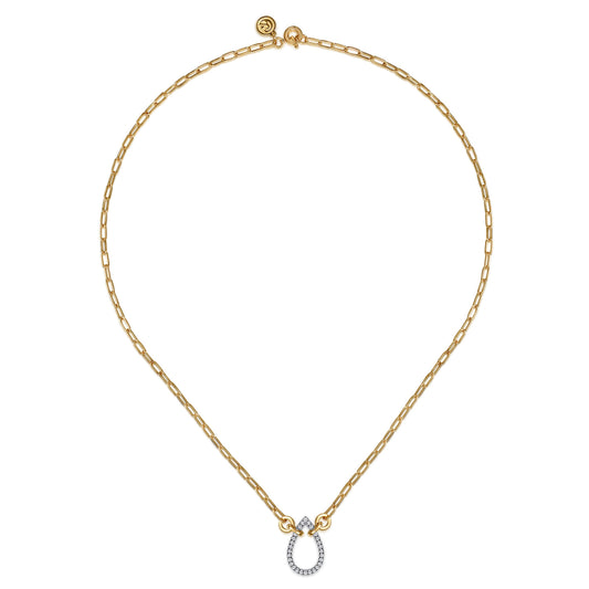14K White & Yellow Gold Diamond Teardrop Necklace