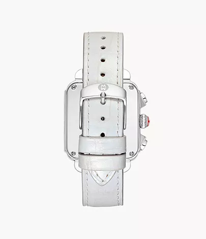 Deco Sport Chronograph Stainless Steel White Leather Watch