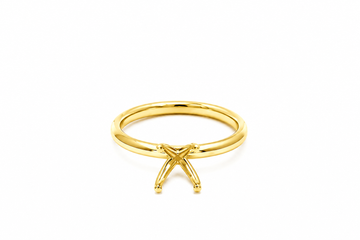 14K Yellow Gold 2mm Plain Solitaire Semi Mount Engagement Ring