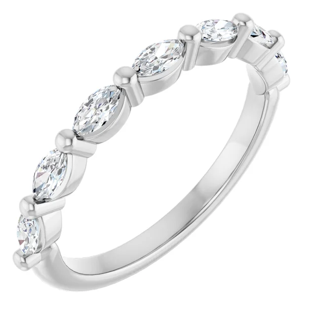 14K White Gold Lab Grown 3/8 CTW Marquise Diamond Band