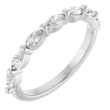14K White Gold Lab Grown 3/8 CTW Marquise Diamond Band