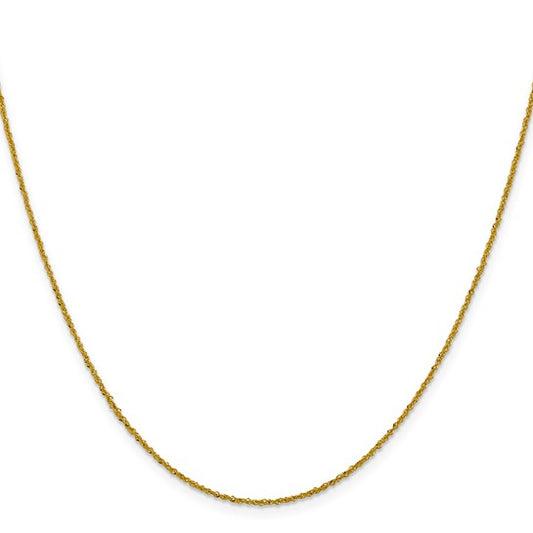 14K Yellow Gold 1mm Sparkle Singapore Chain 16"