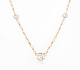 14K Yellow Gold .47ctw Bezel Set Diamond Station Necklace