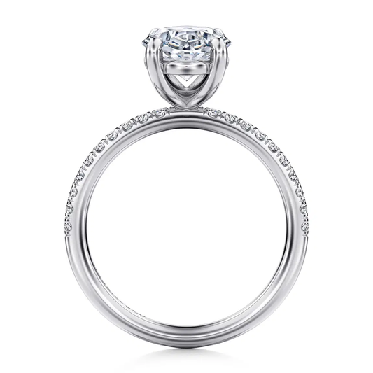 14K White Gold Oval Diamond Engagement Ring