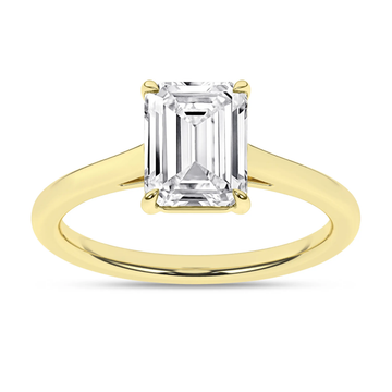 14K Yellow Gold Lab Grown 2.04ct Emerald Diamond Solitaire Engagement Ring