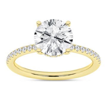 14K Yellow Gold Lab Grown 3.23ctw Round Diamond Hidden Halo Engagement Ring