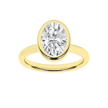 14K Yellow Gold Lab Grown 2.53ct Oval Diamond Bezel Engagement Ring