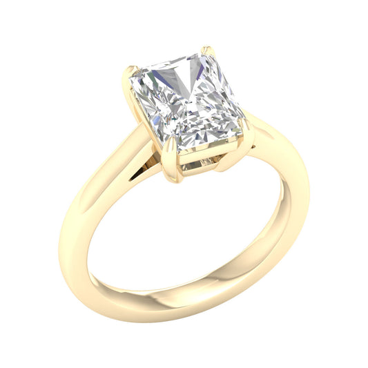 14K Yellow Gold 3ct Lab Grown Radiant Diamond Solitaire Engagement Ring