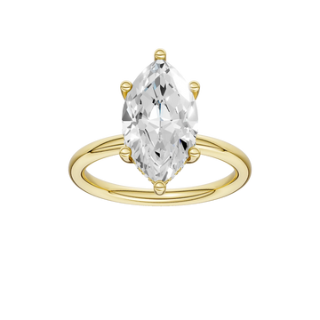 14K Yellow Gold Lab Grown 3.11ctw Marquise Diamond Halo Engagement Ring