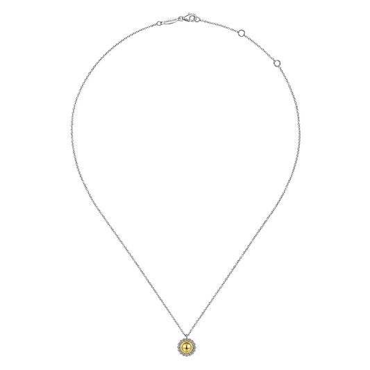 925 Sterling Silver and 14K Yellow Gold Fashion Pendant Necklace