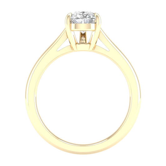 14K Yellow Gold Lab Grown Pear Diamond Solitaire Engagement Ring