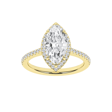 14K Yellow Gold Lab Grown Marquise Halo Engagement Ring