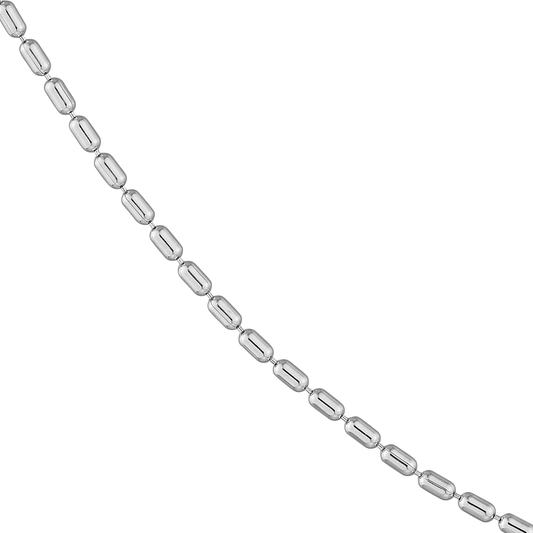 14K White Gold 1.50mm Rice Bead Chain