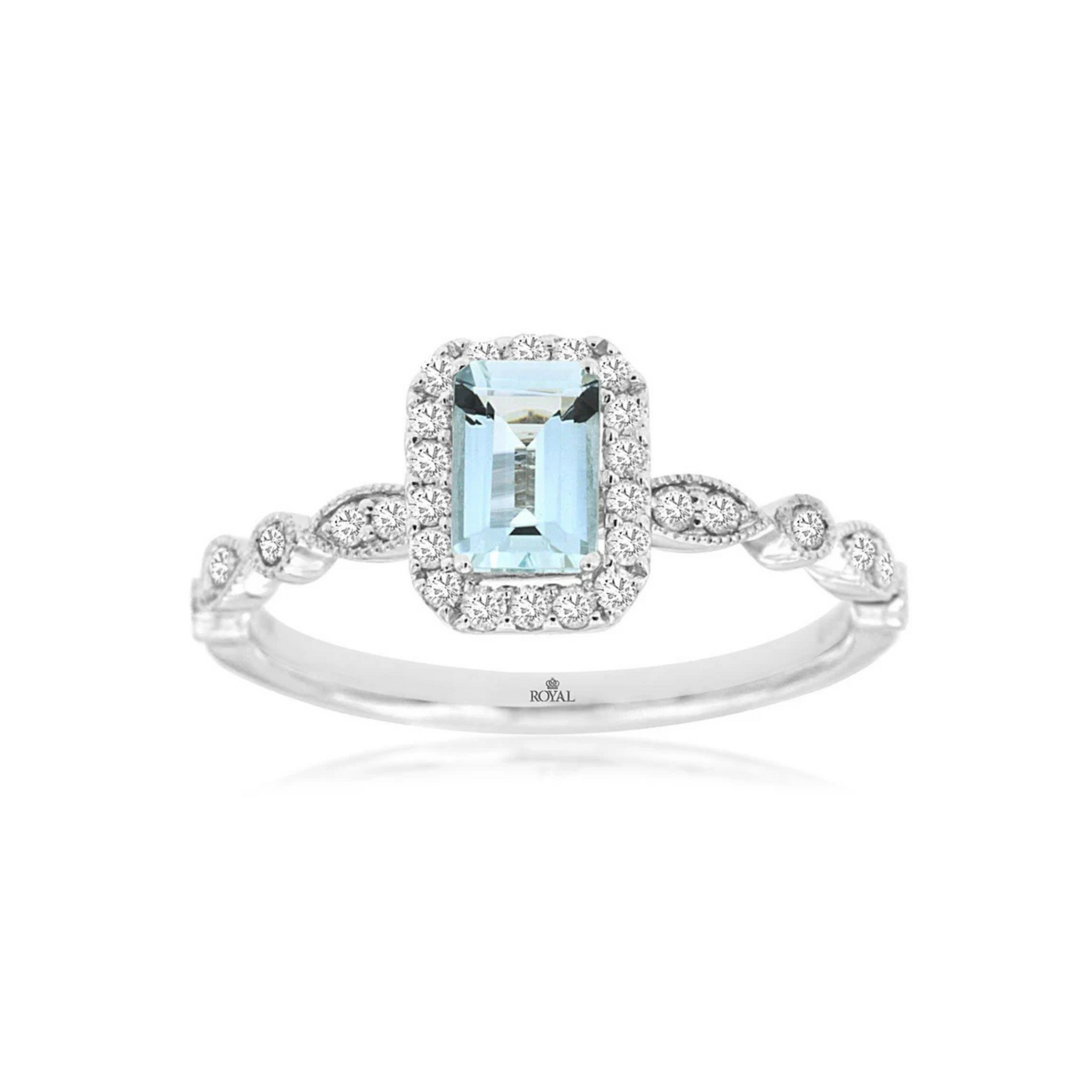 14K White Gold Aquamarine and Diamond Ring