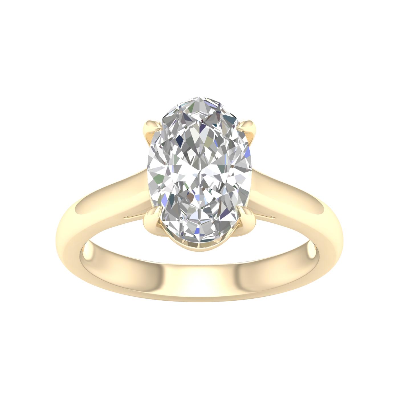 14K Yellow Gold Lab Grown 3.0ct Oval Diamond Engagement Ring