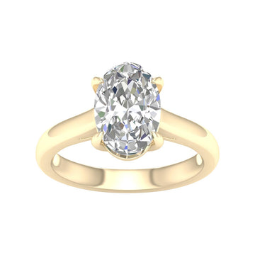 14K Yellow Gold Lab Grown 3.0ct Oval Diamond Engagement Ring