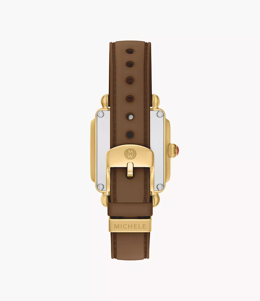Deco Sport Mid Gold-Tone Brown Silicone Watch