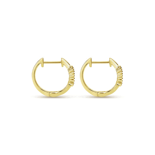 14K Yellow Gold 0.17 CTW Diamond Cluster Huggie Earrings