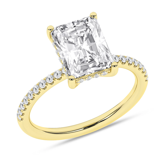 14K Yellow Gold Lab Grown 3.28ctw Radiant Diamond Engagement Ring