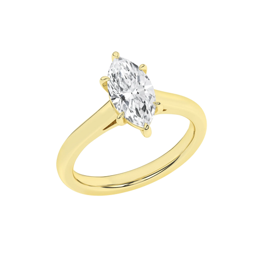 14K Yellow Gold Lab Grown 1.54ct Marquise Solitaire Engagement Ring