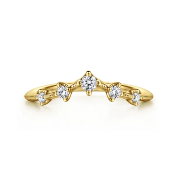 14K Yellow Gold Curved Diamond Anniversary Band