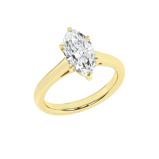 14K Yellow Gold Lab Grown 2.01ct Marquise Solitaire Engagement Ring